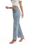 Autumn Long Jeans Blue Wide Leg Straight Denim Pants