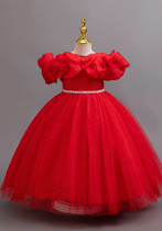 Children's Off Shoulder Evening Dress Girls Sequin Wedding Dress Princess Dress Female Kids Dress