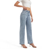Autumn Long Jeans Blue Wide Leg Straight Denim Pants
