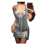 Women's Metal Sequin Sexy Rhinestone Dress