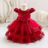 Puffy Princess Cascading Ruffles Dress Baby Evening Dress