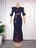 Plus Size Women Sequin Party Fishtail Dress