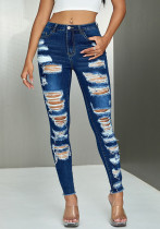 Multi-Ripped Stretch Tight Women's Denim Pants
