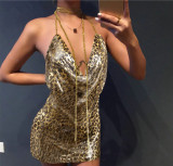 Women's Metal Sequin Sexy Rhinestone Dress
