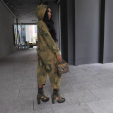 Women's Casual Fashion Multi-Pocket Zipper Camouflage Jumpsuit