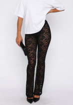 Fashion Sexy Elastic Nightclub Lace Casual Pants