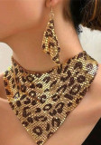 Women Accessories Leopard Triangle Scarf Sequined Necklace Earrings