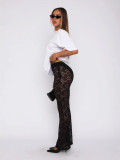 Fashion Sexy Elastic Nightclub Lace Casual Pants