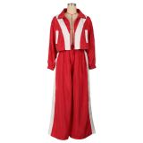Women Sports Woven Colorblock Top and Pant Two Piece Set