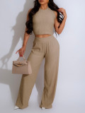 Women Sexy Vest Pleated Pants Two Piece Set