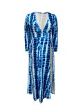 Plus Size Women Sexy Print Slit Dress