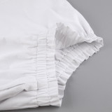 Women casual long-sleeved top and ruffled shorts Two Piece Set