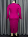 Plus Size Women beaded long-sleeved dress