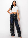 Women Double Ripped Denim Pants