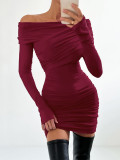 Women sexy knitting Off Shoulder Bodycon dress