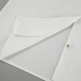 Women white sexy Turndown Collar long-sleeved hollow chiffon shirt
