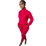 Women Winter Casual Zipper Sports Top and Pant Two Piece Set