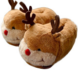 Christmas Elk Cartoon Autumn and Winter Plush Slippers