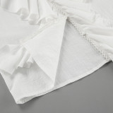 Women Lace Sexy V-Neck Retro Ruffle Shirt