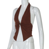 Women Solid Halter Neck Sexy Top