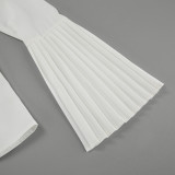 Women white sexy Turndown Collar long-sleeved hollow chiffon shirt