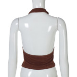 Women Solid Halter Neck Sexy Top