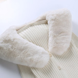 Women knitting fur collar sexy long-sleeved cardigan sweater jacket