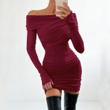Women sexy knitting Off Shoulder Bodycon dress