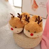 Christmas Elk Cartoon Autumn and Winter Plush Slippers