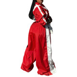 Women Sports Woven Colorblock Top and Pant Two Piece Set