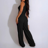 Women Sexy Vest Pleated Pants Two Piece Set
