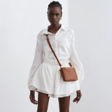 Women casual long-sleeved top and ruffled shorts Two Piece Set