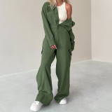 Women American long-sleeved Cargo Jumpsuit