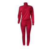 Women Winter Casual Zipper Sports Top and Pant Two Piece Set