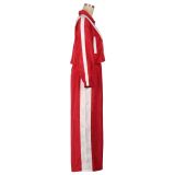 Women Sports Woven Colorblock Top and Pant Two Piece Set
