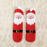 Christmas Cute Elk Santa Coral Fleece Socks