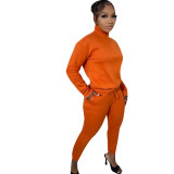 Women Winter Casual Zipper Sports Top and Pant Two Piece Set
