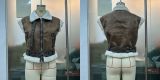 Women Zipper Pu-Leather Furry Patchwork Vest