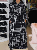 Plus Size Women Printed Shirt Dress