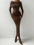Women sexy knitting Off Shoulder Bodycon dress