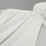 Women white sexy Turndown Collar long-sleeved hollow chiffon shirt