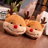 Christmas Elk Cartoon Autumn and Winter Plush Slippers