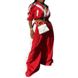 Women Sports Woven Colorblock Top and Pant Two Piece Set