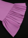 Women Purple Ruffle Edge Square Neck Bell Bottom fishtail dress