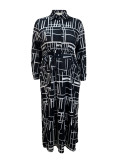 Plus Size Women Printed Shirt Dress