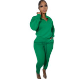 Women Winter Casual Zipper Sports Top and Pant Two Piece Set