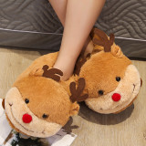Christmas Elk Cartoon Autumn and Winter Plush Slippers