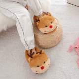 Christmas Elk Cartoon Autumn and Winter Plush Slippers