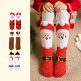 Christmas Cute Elk Santa Coral Fleece Socks