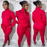 Women Winter Casual Zipper Sports Top and Pant Two Piece Set